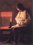 LA TOUR, Georges de Woman Catching Fleas Sweden oil painting artist